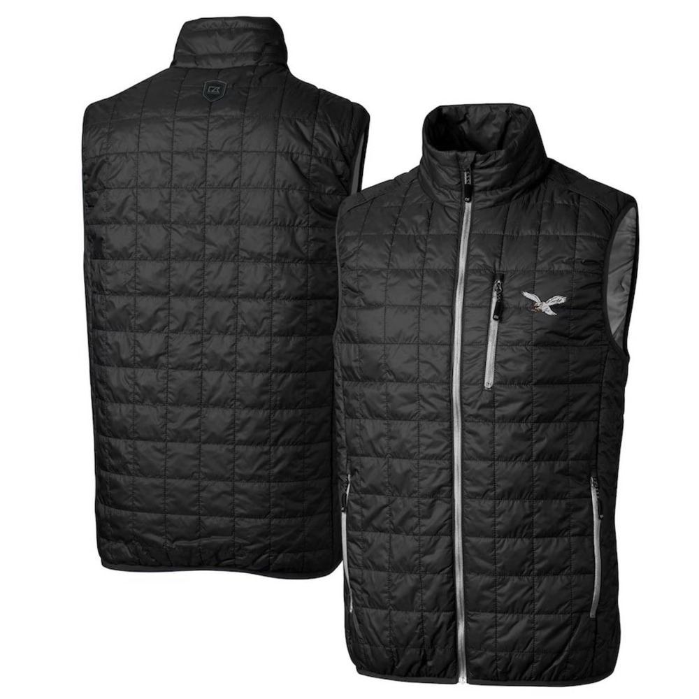 Men's Small Cutter & Buck Black Philadelphia Eagles Rainier PrimaLoft‎ Eco Vest
